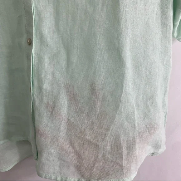 NWT Sigrid Olsen Mint Green Linen Button-Up Tunic, Size M - Picture 9 of 11